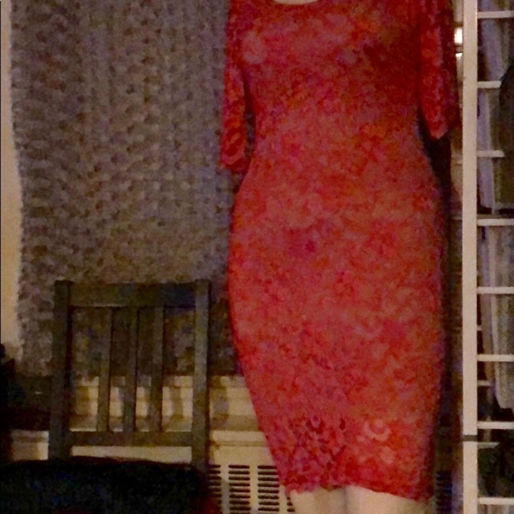 Carmen Marc Valvo lined lace  dress